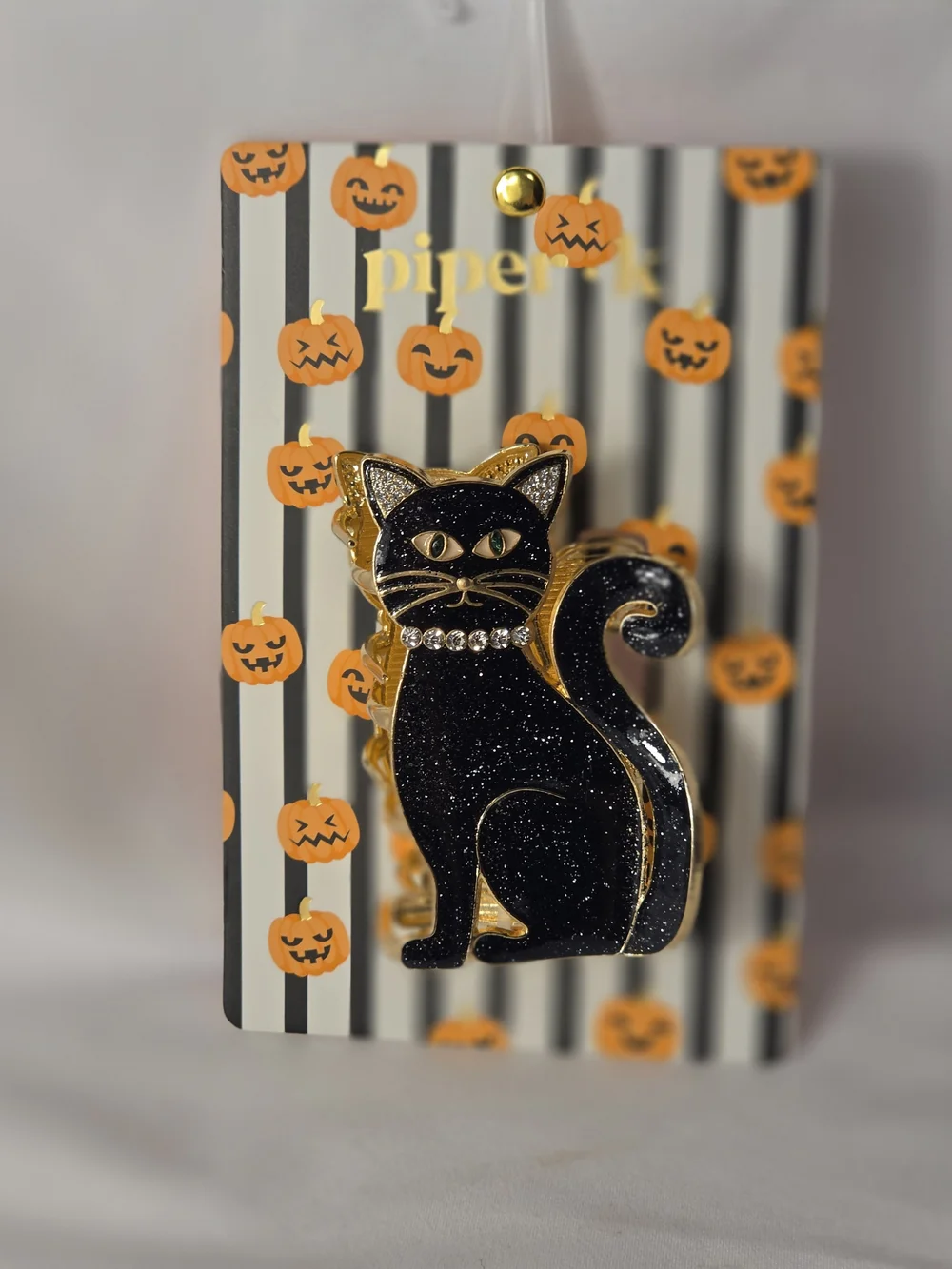 Piper K Hair Clip Black Cat Halloween Metal  Rhinestone Sparkling hair clip Claw